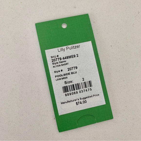 NWOT Lilly Pulitzer Poolside Blue Love Birds Knit Floral Print Alycia Shorts - Picture 10 of 12